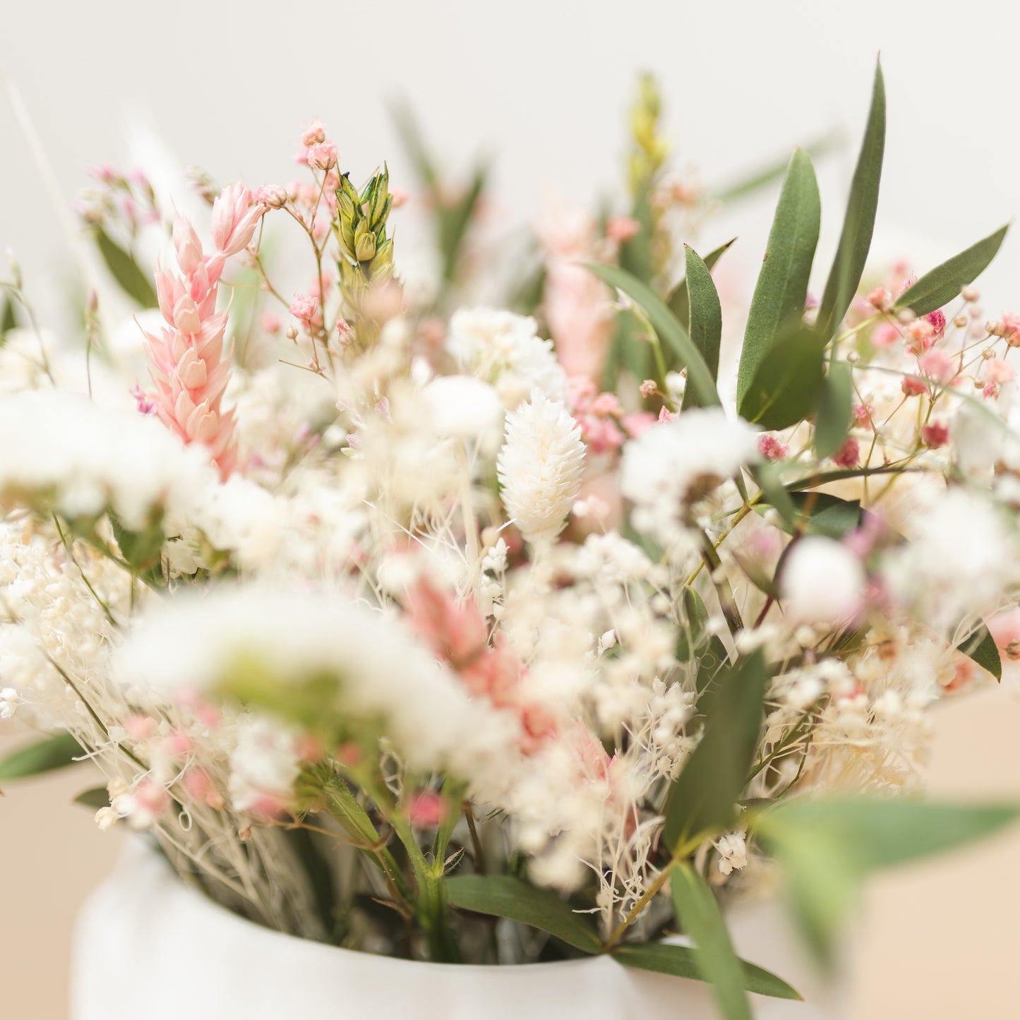 Arrangement of dried and natural flowers